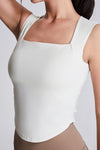 PACK264789-P1-1, White Square Neck Ruched Side Active Tank