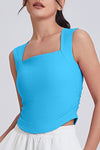 PACK264789-P305-1, Blue Square Neck Ruched Side Active Tank
