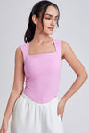 PACK264789-P3010-1, Bonbon Square Neck Ruched Side Active Tank