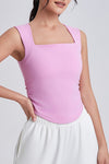 PACK264789-P3010-1, Bonbon Square Neck Ruched Side Active Tank