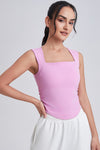 PACK264789-P3010-1, Bonbon Square Neck Ruched Side Active Tank