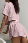 PACK626218-P1010-1, Light Pink Athletic Eyelet Cropped Tee Wrapped Shorts Set