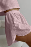 PACK626218-P1010-1, Light Pink Athletic Eyelet Cropped Tee Wrapped Shorts Set
