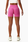 PACK265561-P106-1, Bright Pink Solid Color Arched Waist Active Sports Shorts