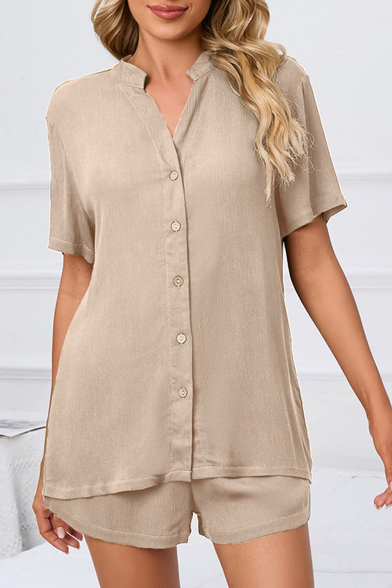 PACK15970-P18-1, Apricot Short Sleeve Shirt and Shorts 2Pcs Set