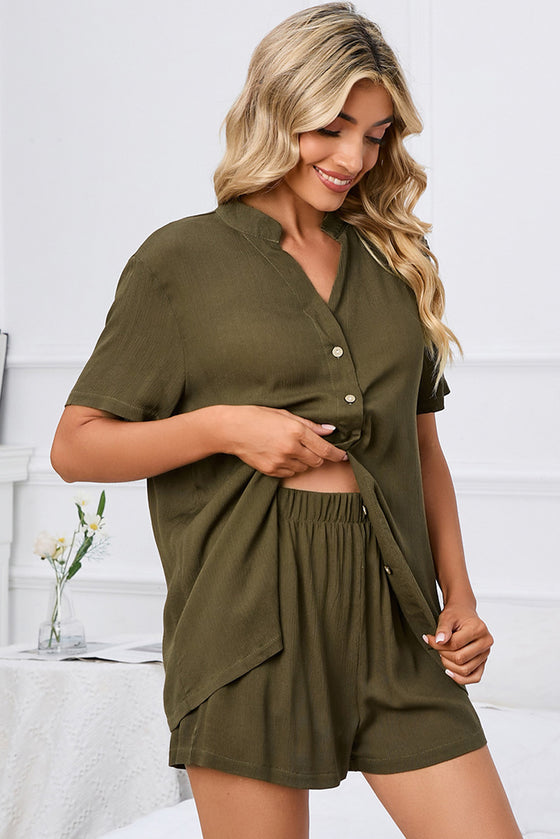 PACK15970-P609-1, Jungle Green Short Sleeve Shirt and Shorts 2Pcs Set