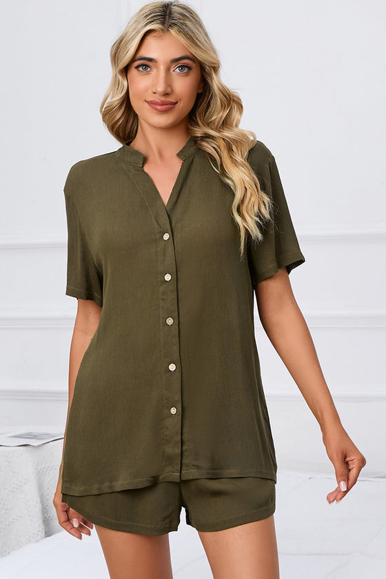 PACK15970-P609-1, Jungle Green Short Sleeve Shirt and Shorts 2Pcs Set