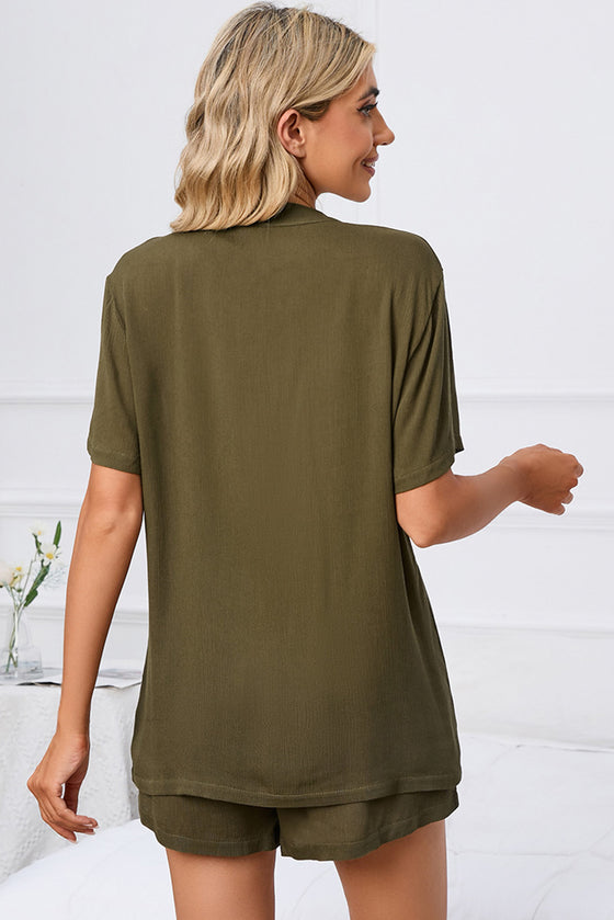 PACK15970-P609-1, Jungle Green Short Sleeve Shirt and Shorts 2Pcs Set