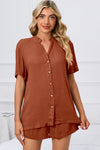 PACK15970-P703-1, Tawny Short Sleeve Shirt and Shorts 2Pcs Set