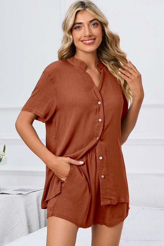 PACK15970-P703-1, Tawny Short Sleeve Shirt and Shorts 2Pcs Set