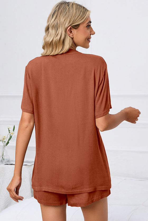 PACK15970-P703-1, Tawny Short Sleeve Shirt and Shorts 2Pcs Set