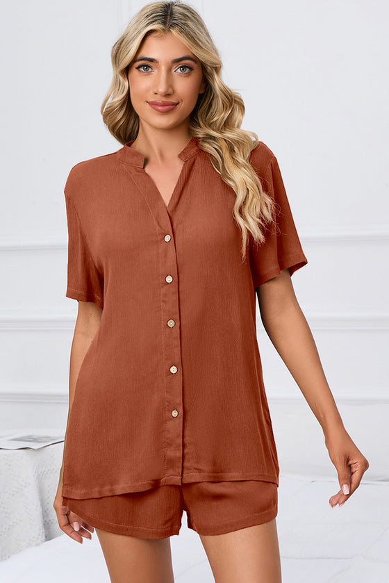 PACK15970-P703-1, Tawny Short Sleeve Shirt and Shorts 2Pcs Set