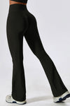 PACK265562-P2-1, Black Solid Color High Waist Active Sports Flare Pants