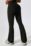 PACK265562-P2-1, Black Solid Color High Waist Active Sports Flare Pants