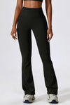PACK265562-P2-1, Black Solid Color High Waist Active Sports Flare Pants
