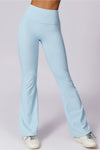 PACK265562-P204-1, Mist Blue Solid Color High Waist Active Sports Flare Pants