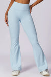 PACK265562-P204-1, Mist Blue Solid Color High Waist Active Sports Flare Pants