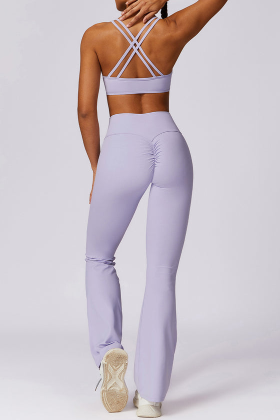 PACK265562-P708-1, Orchid Petal Solid Color High Waist Active Sports Flare Pants