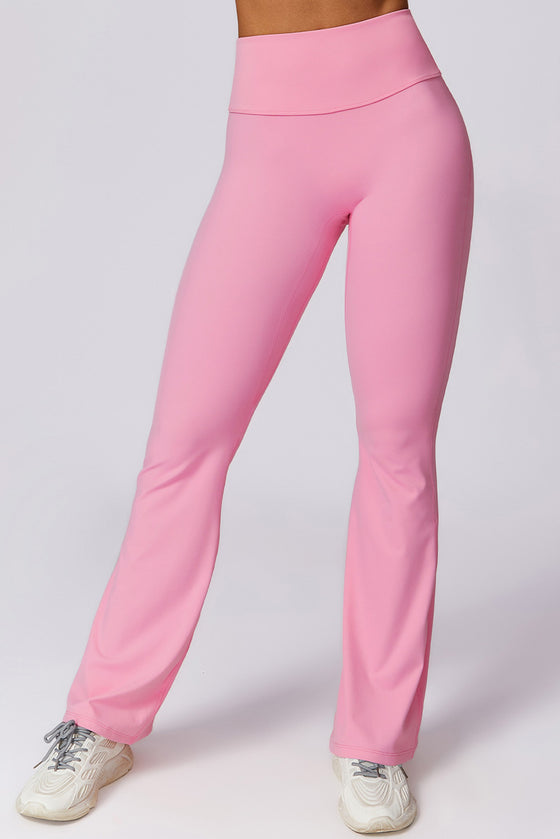 PACK265562-P3010-1, Bonbon Solid Color High Waist Active Sports Flare Pants