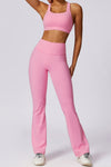 PACK265562-P3010-1, Bonbon Solid Color High Waist Active Sports Flare Pants