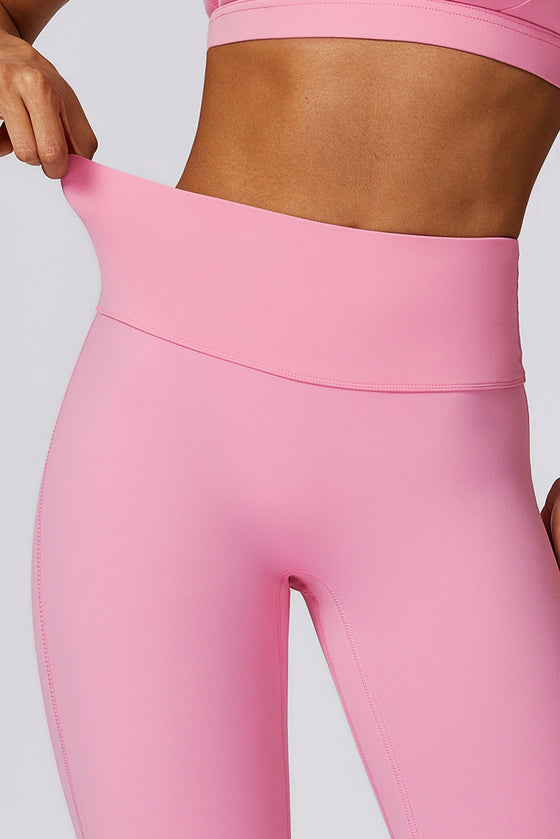 PACK265562-P3010-1, Bonbon Solid Color High Waist Active Sports Flare Pants