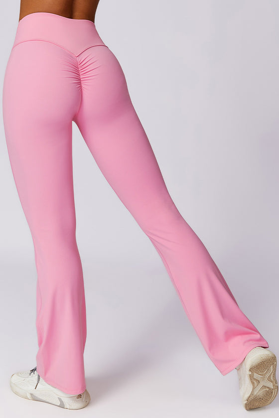 PACK265562-P3010-1, Bonbon Solid Color High Waist Active Sports Flare Pants