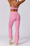 PACK265562-P3010-1, Bonbon Solid Color High Waist Active Sports Flare Pants
