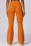 PACK265562-P7014-1, Russet Orange Solid Color High Waist Active Sports Flare Pants