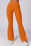 PACK265562-P7014-1, Russet Orange Solid Color High Waist Active Sports Flare Pants