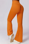 PACK265562-P7014-1, Russet Orange Solid Color High Waist Active Sports Flare Pants