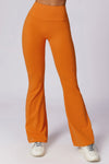 PACK265562-P7014-1, Russet Orange Solid Color High Waist Active Sports Flare Pants