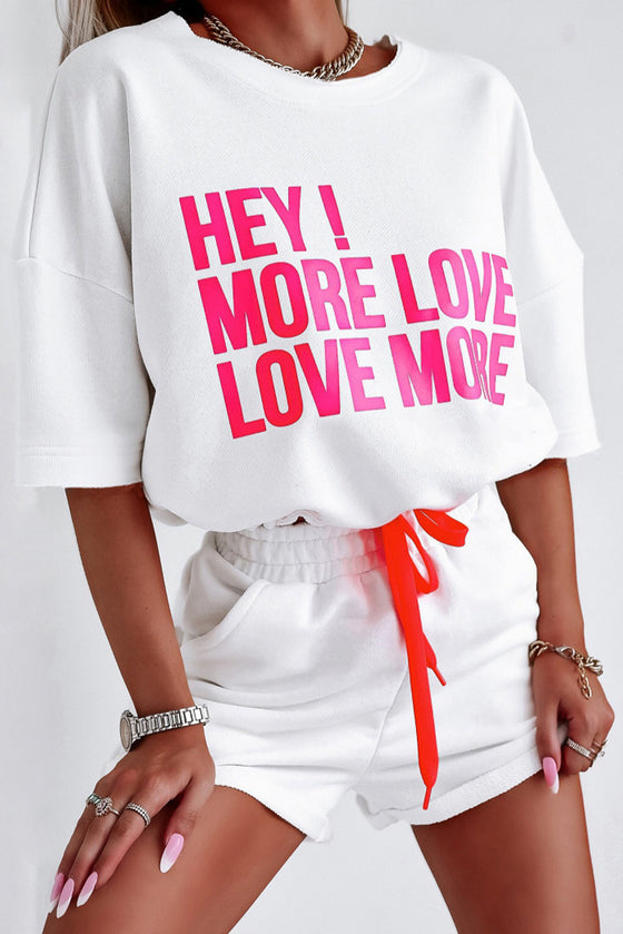 PACK2611663-P1-1, White HEY MORE LOVE LOVE MORE Letter Active Sports Set