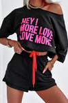 PACK2611663-P2-1, Black HEY MORE LOVE LOVE MORE Letter Active Sports Set