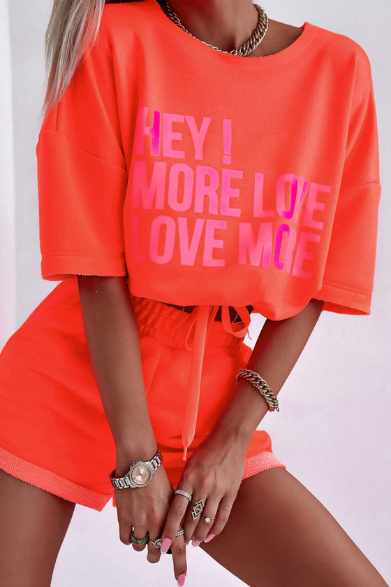 PACK2611663-P14-1, Orange HEY MORE LOVE LOVE MORE Letter Active Sports Set