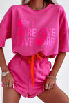 PACK2611663-P106-1, Bright Pink HEY MORE LOVE LOVE MORE Letter Active Sports Set