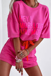 PACK2611663-P106-1, Bright Pink HEY MORE LOVE LOVE MORE Letter Active Sports Set