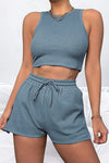 PACK2611664-P1204-1, Myosotis Waffle Knit Tank Top and Sports Shorts Two Piece Set