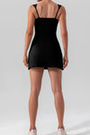 PACK267015-P2-1, Black U Neck Sleeveless Side Slit Sports Mini Dress