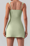 PACK267015-P1109-1, Grass Green U Neck Sleeveless Side Slit Sports Mini Dress