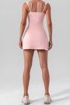 PACK267015-P1010-1, Light Pink U Neck Sleeveless Side Slit Sports Mini Dress