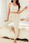 PACK15977-P101-1, White Cropped Tank Top and Drawstring Joggers Lounge Set