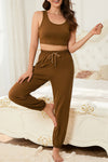 PACK15977-P2017-1, Chestnut Cropped Tank Top and Drawstring Joggers Lounge Set