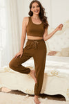 PACK15977-P2017-1, Chestnut Cropped Tank Top and Drawstring Joggers Lounge Set