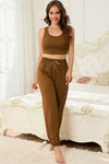 PACK15977-P2017-1, Chestnut Cropped Tank Top and Drawstring Joggers Lounge Set