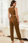 PACK15977-P2017-1, Chestnut Cropped Tank Top and Drawstring Joggers Lounge Set