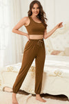 PACK15977-P2017-1, Chestnut Cropped Tank Top and Drawstring Joggers Lounge Set