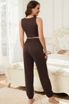 PACK15977-P7017-1, Chicory Coffee Cropped Tank Top and Drawstring Joggers Lounge Set