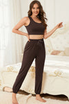 PACK15977-P7017-1, Chicory Coffee Cropped Tank Top and Drawstring Joggers Lounge Set