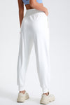 PACK265564-P1-1, White Solid Color High Waist Side Pockets Active Joggers