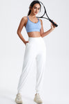 PACK265564-P1-1, White Solid Color High Waist Side Pockets Active Joggers
